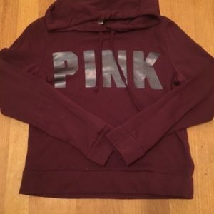 NWOT PINK Maroon Hoodie With Metallic Black